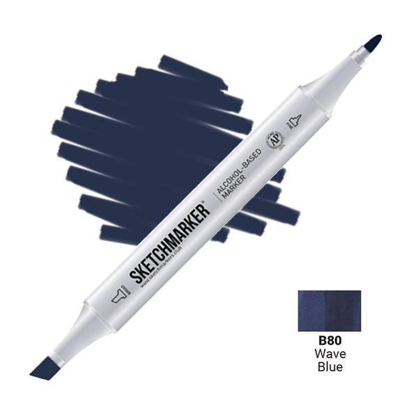 Маркер SKETCHMARKER, 2 пера: долото и тонкое, Wave Blue - Морская волна, SM-B80