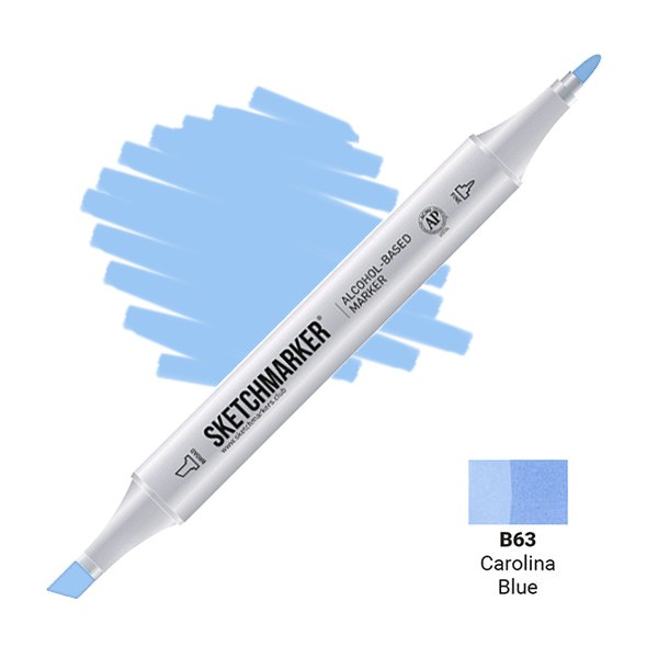 Маркер SKETCHMARKER, 2 пера: долото и тонкое, Carolina Blue - Синяя Каролина, SM-B63