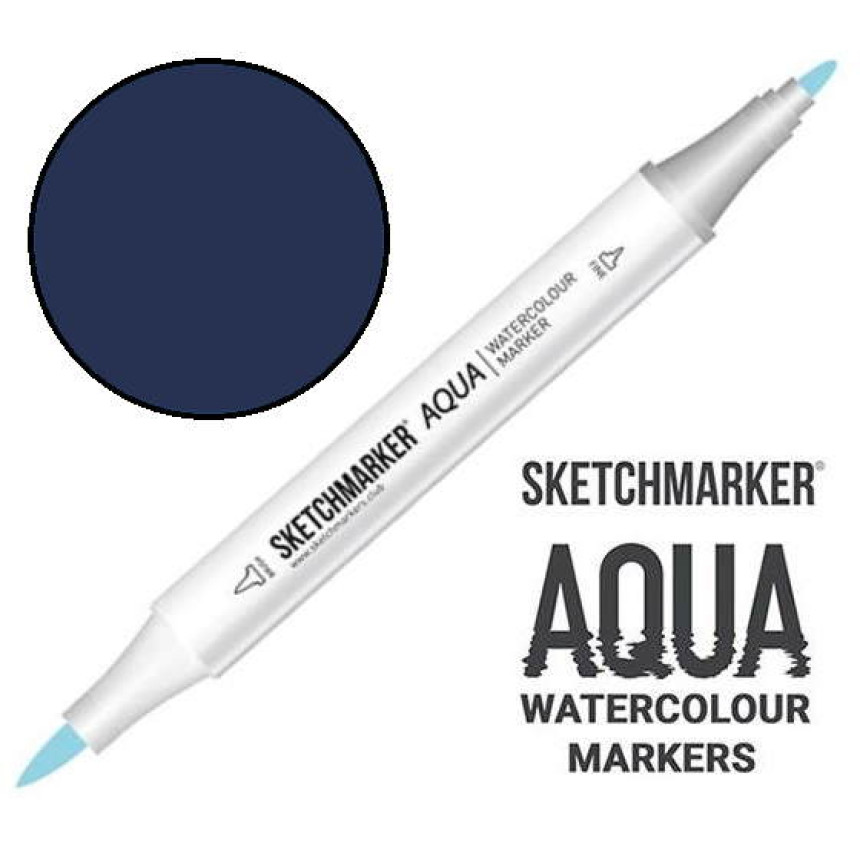 Маркер акварельний двосторонній SKETCHMARKER Aqua Pro Опівночний синій, SMA-MIDNBL