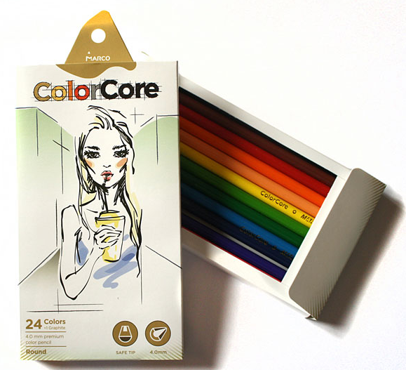 Карандаши 24 цв. ColorCore круглые, 3130-24CB, Marco 1