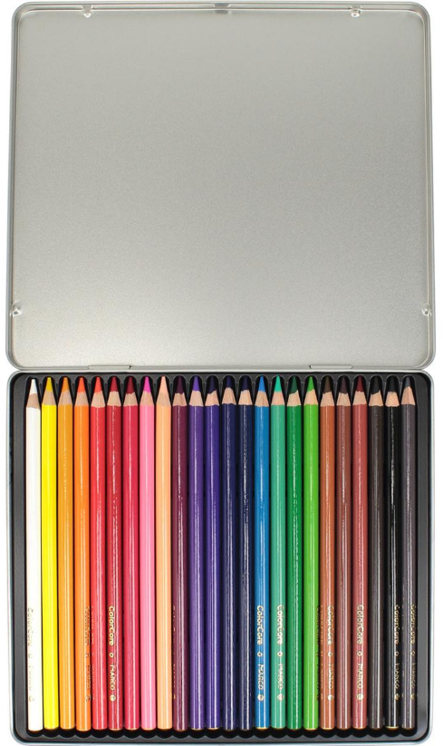Олівці 24 кол. ColorCore круглі в мет. пеналі, 3130-24TN, Marco 1