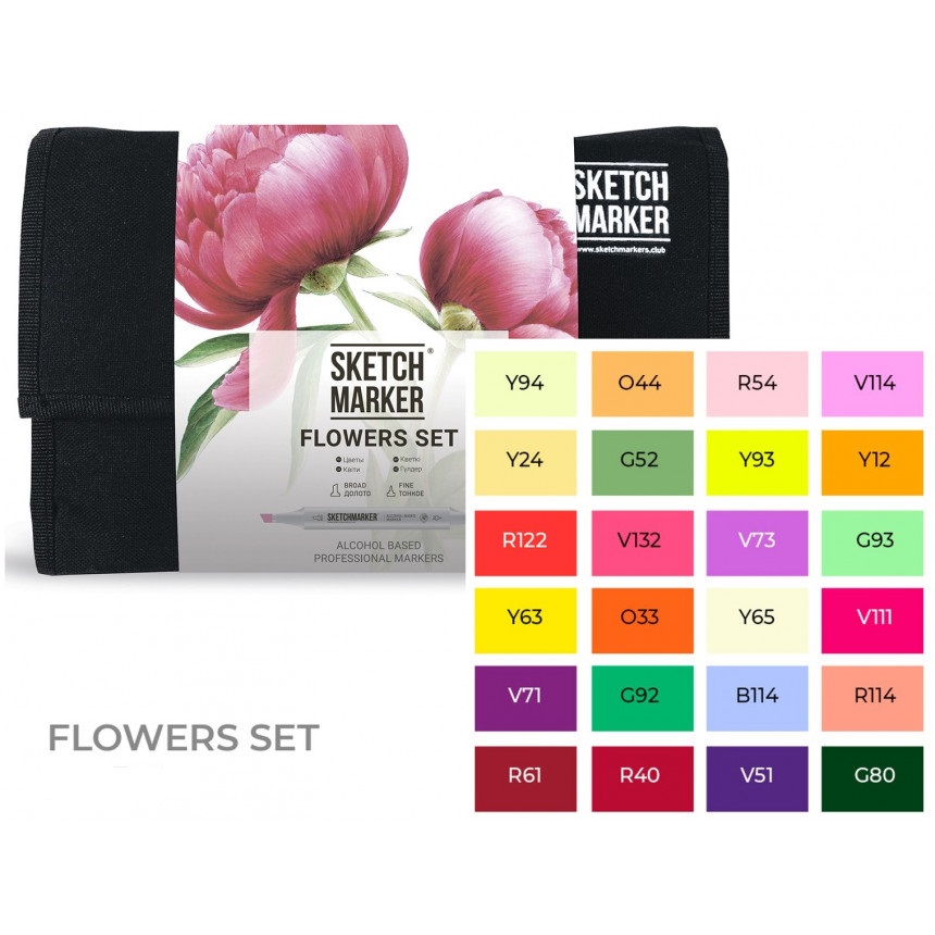 Набор маркеров SketchMarker Цветы, 24 шт, SM-24FLOW 1