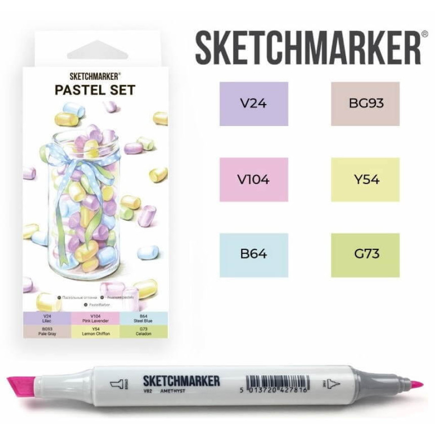 Набор маркеров SketchMarker Pastel, 6 шт, SM-6PAST 1