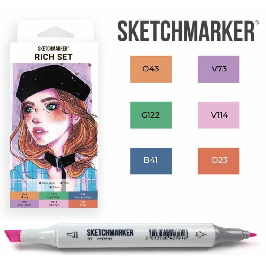 Набор маркеров SketchMarker Rich, 6 шт, SM-6RICH 1