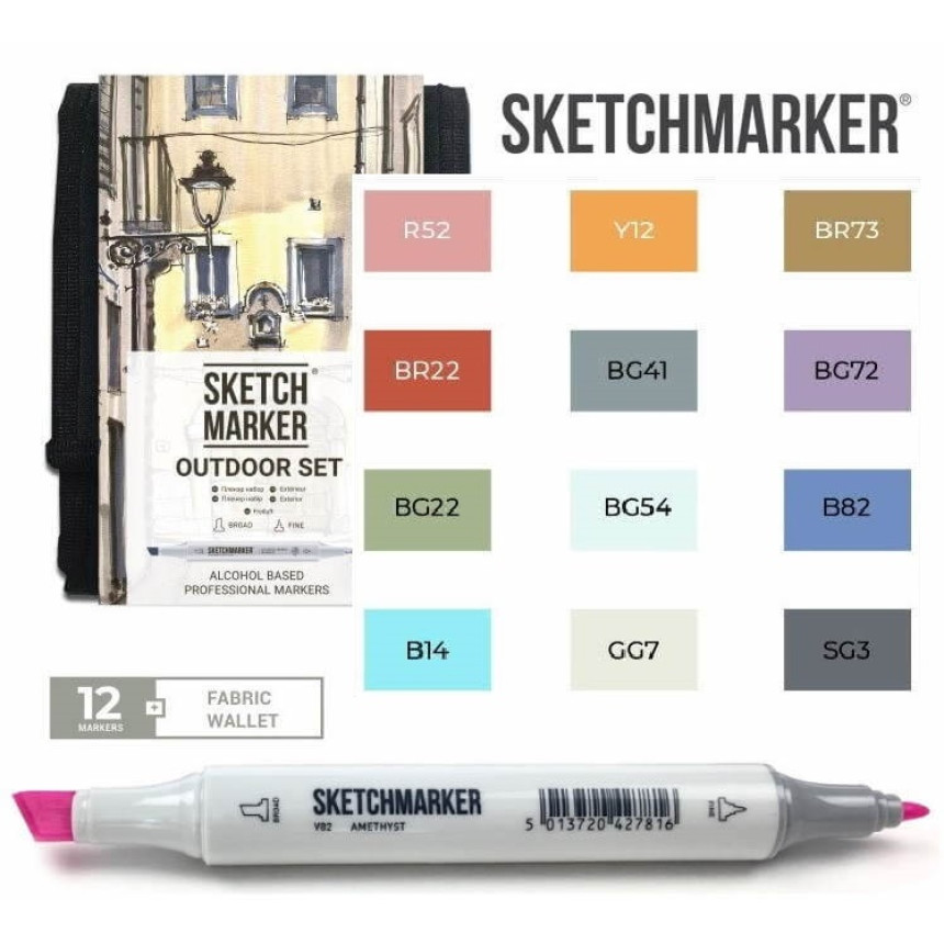 Набор маркеров SketchMarker Outdoor, 12 шт+сумка органайзер, SM-12OUTD 1