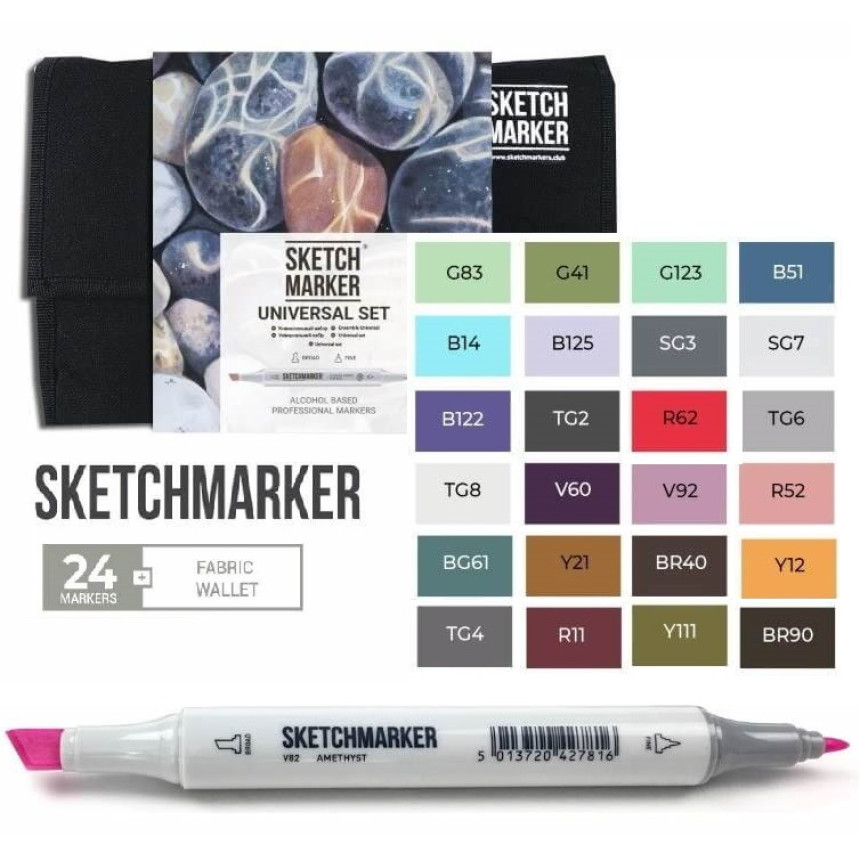 Набор маркеров SketchMarker Universal, 24 шт+сумка органайзер, SM-24UNI 1