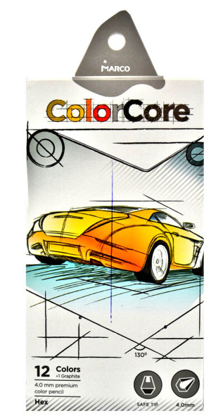 Олівці 12 кол. ColorCore шестигранні, 3100-12CB, Marco