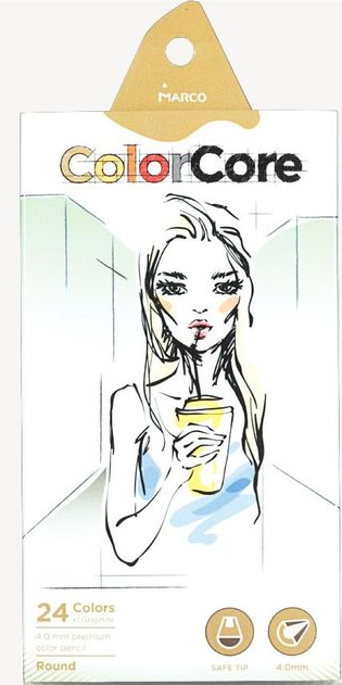 Карандаши 24 цв. ColorCore круглые, 3130-24CB, Marco