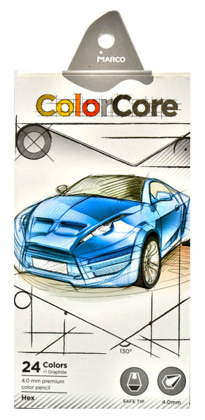 Олівці 24 кол. ColorCore шестигранні, 3100-24CB, Marco
