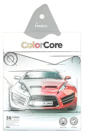Олівці 36 кол. ColorCore шестигранні, 3100-36CB, Marco