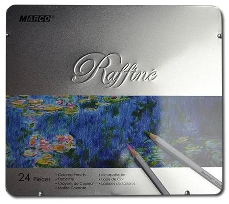 Олівці 24 кол. Raffine у мет. коробці, 7100-24TN, Marco