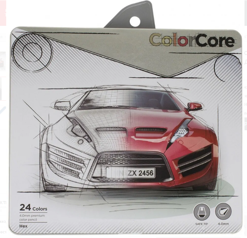 Олівці 24 кол. ColorCore шестигр. в мет. пеналі, 3100-24TN, Marco