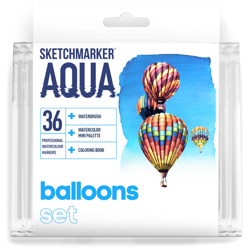 Набор маркеров акварельных SketchMarker Aqua Pro Balloons, 36 цв., SMA-36BALL