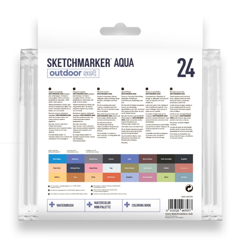 Набор маркеров акварельных SketchMarker Aqua Pro Outdoor, 24 цв., SMA-24OUTD 1
