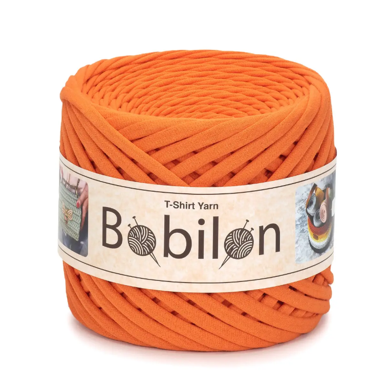 Пряжа трикотажная Bobilon Mini (5-7 мм), оранжевый апельсин