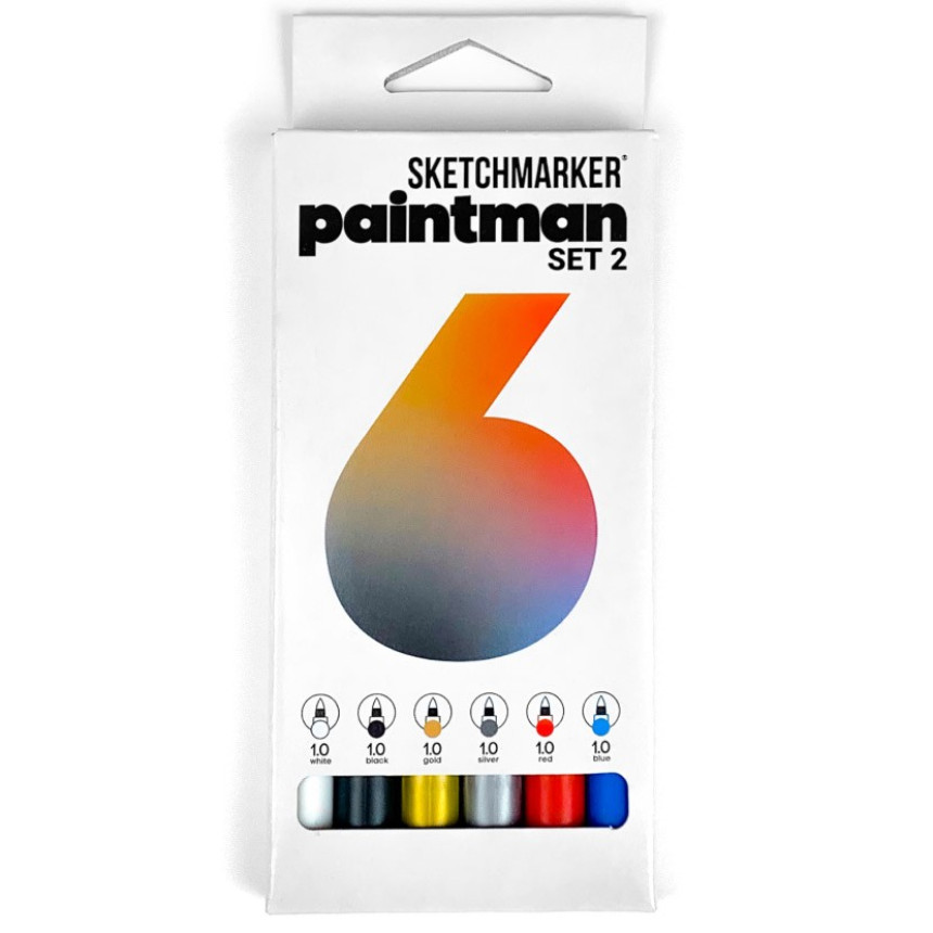 Набор маркеров перманентных SKETCHMARKER Paintman Набор №2, 6 цв. (1 мм), SMPMSET2