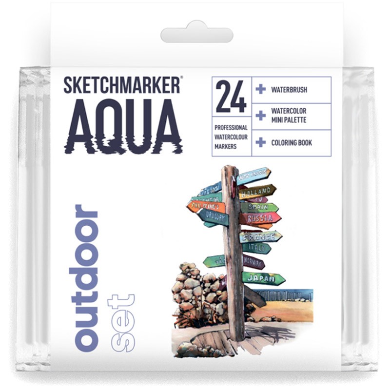 Набор маркеров акварельных SketchMarker Aqua Pro Outdoor, 24 цв., SMA-24OUTD