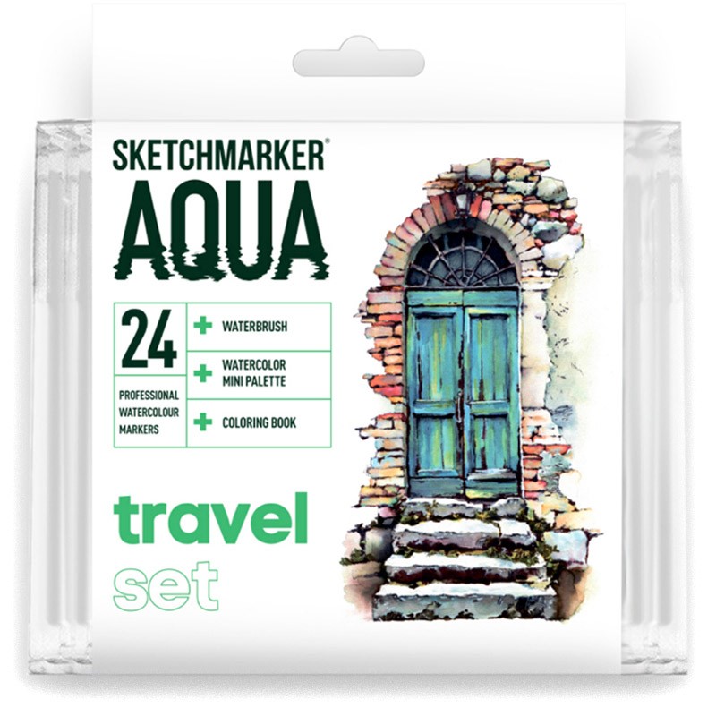 Набір маркерів акварельних SketchMarker Aqua Pro Travel, 24 кол, SMA-24TRAV