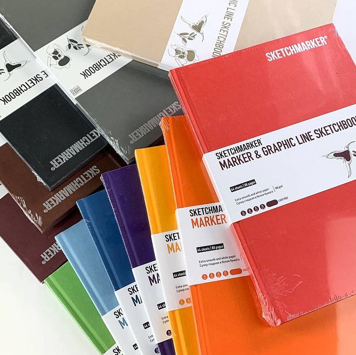 Скетчбук SKETCHMARKER В5 44 арк., 180 г/м², срібний, MGLHM/CHARC 1
