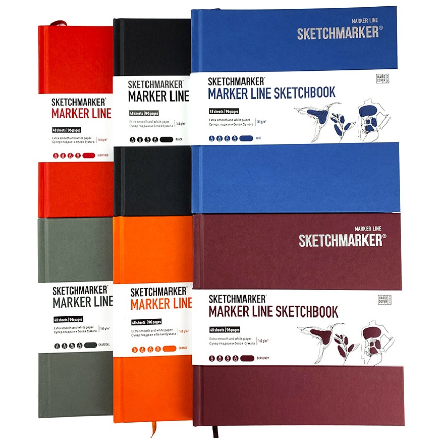 Скетчбук SKETCHMARKER 163*163 мм 48 арк., 160 г/м², тверда обкл., вугілля, MLHSQ/CHARC 1