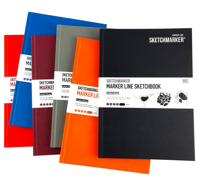 Скетчбук SKETCHMARKER В5 44 арк., 160 г/м², тверда обкл., блідо-червоний, MLHM/LRED 1