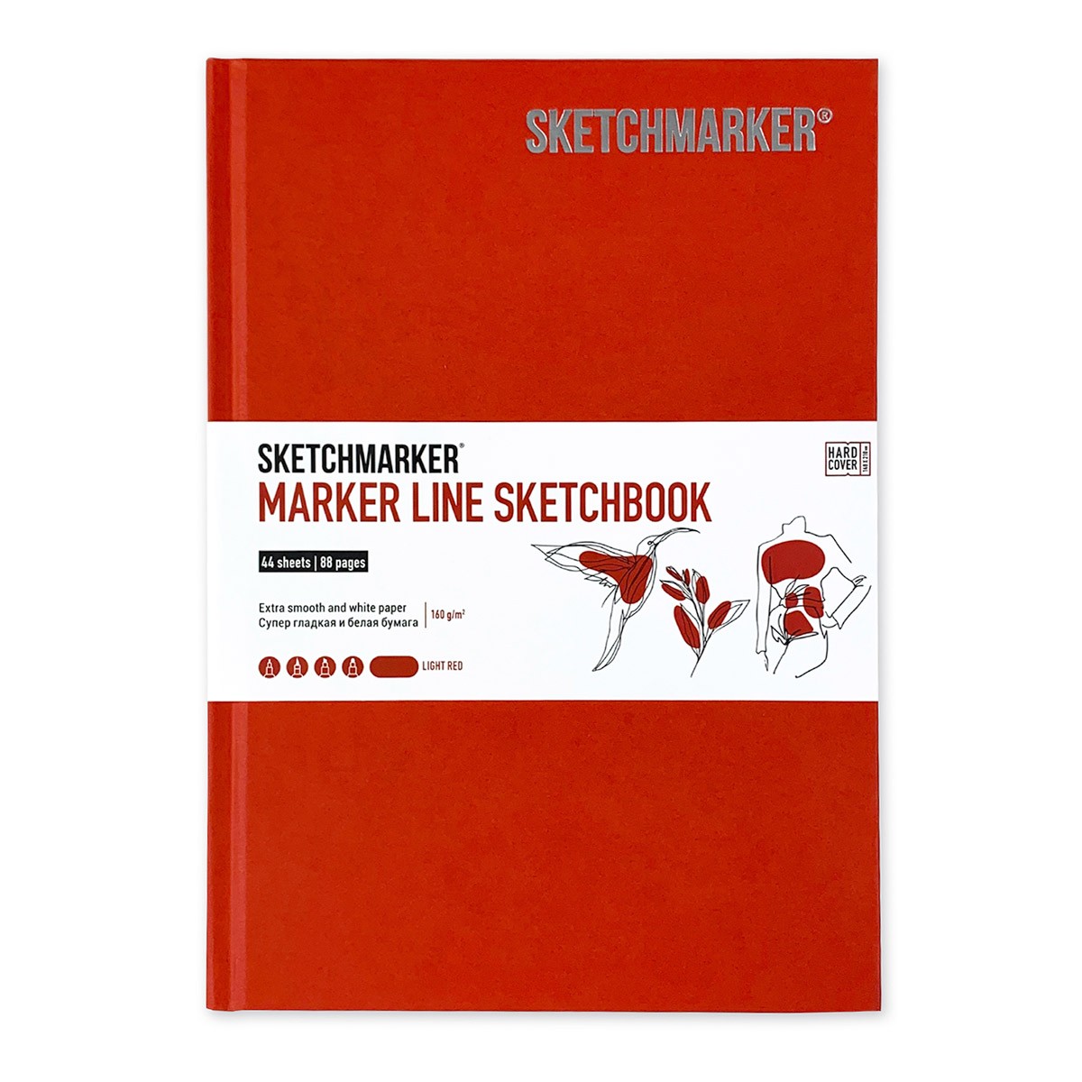 Скетчбук SKETCHMARKER В5 44 арк., 160 г/м², тверда обкл., блідо-червоний, MLHM/LRED