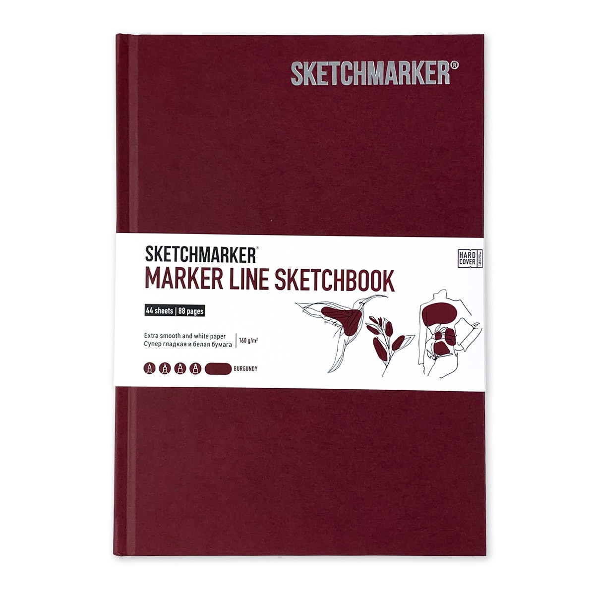 Скетчбук SKETCHMARKER В5 44 арк., 160 г/м², тверда обкл., винний, MLHM/BURG