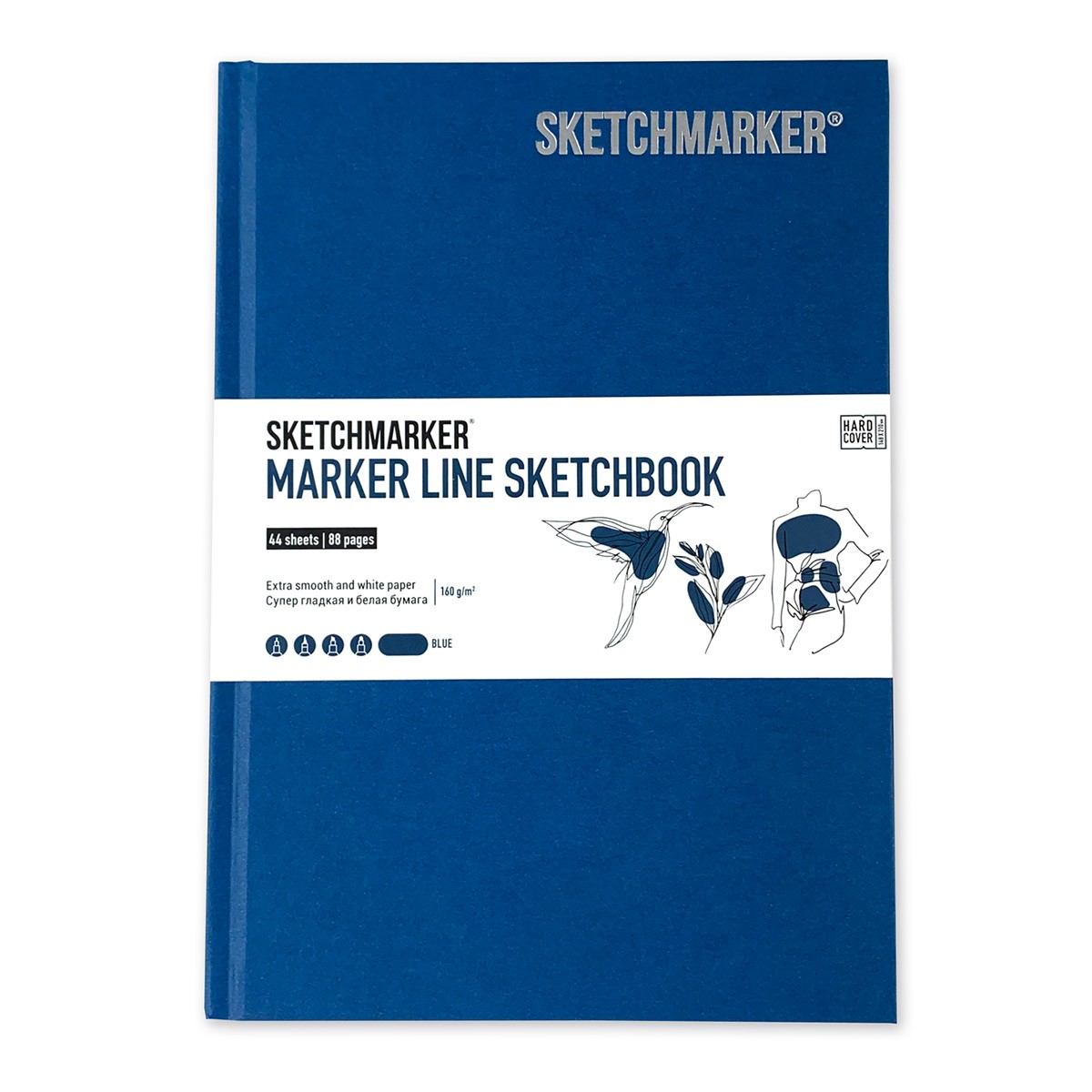 Скетчбук SKETCHMARKER В5 44 л., 160 г/м², твёрдая обложка, синий, MLHM/BLUE