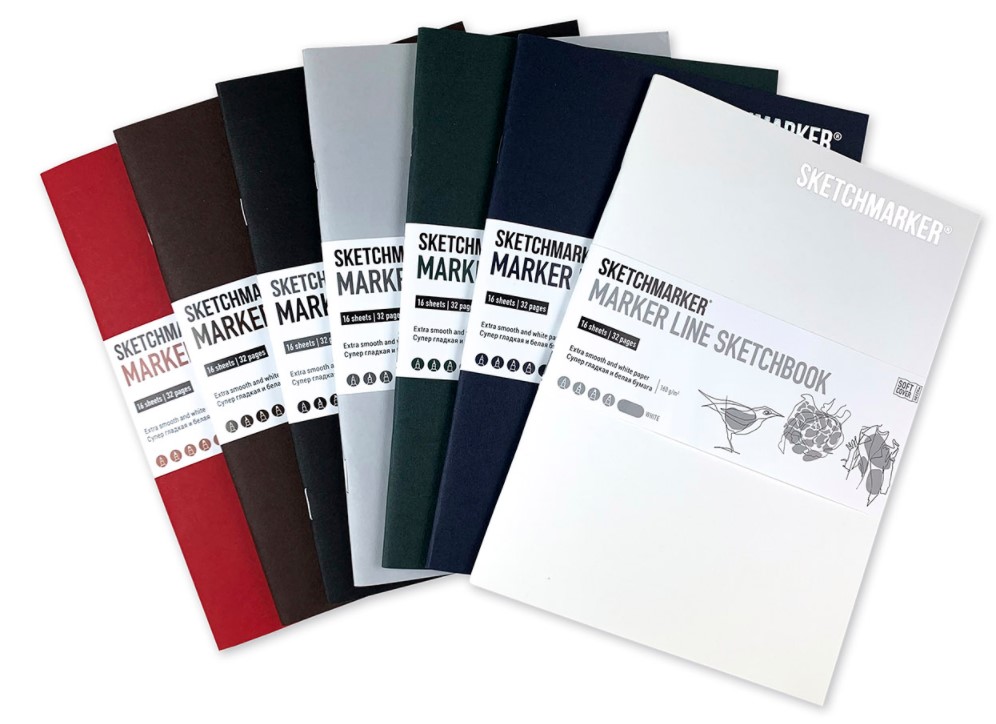 Скетчбук SKETCHMARKER В5 16 арк., 160 г/м², м`яка обкл., вишня, MLSM/CHERR 1