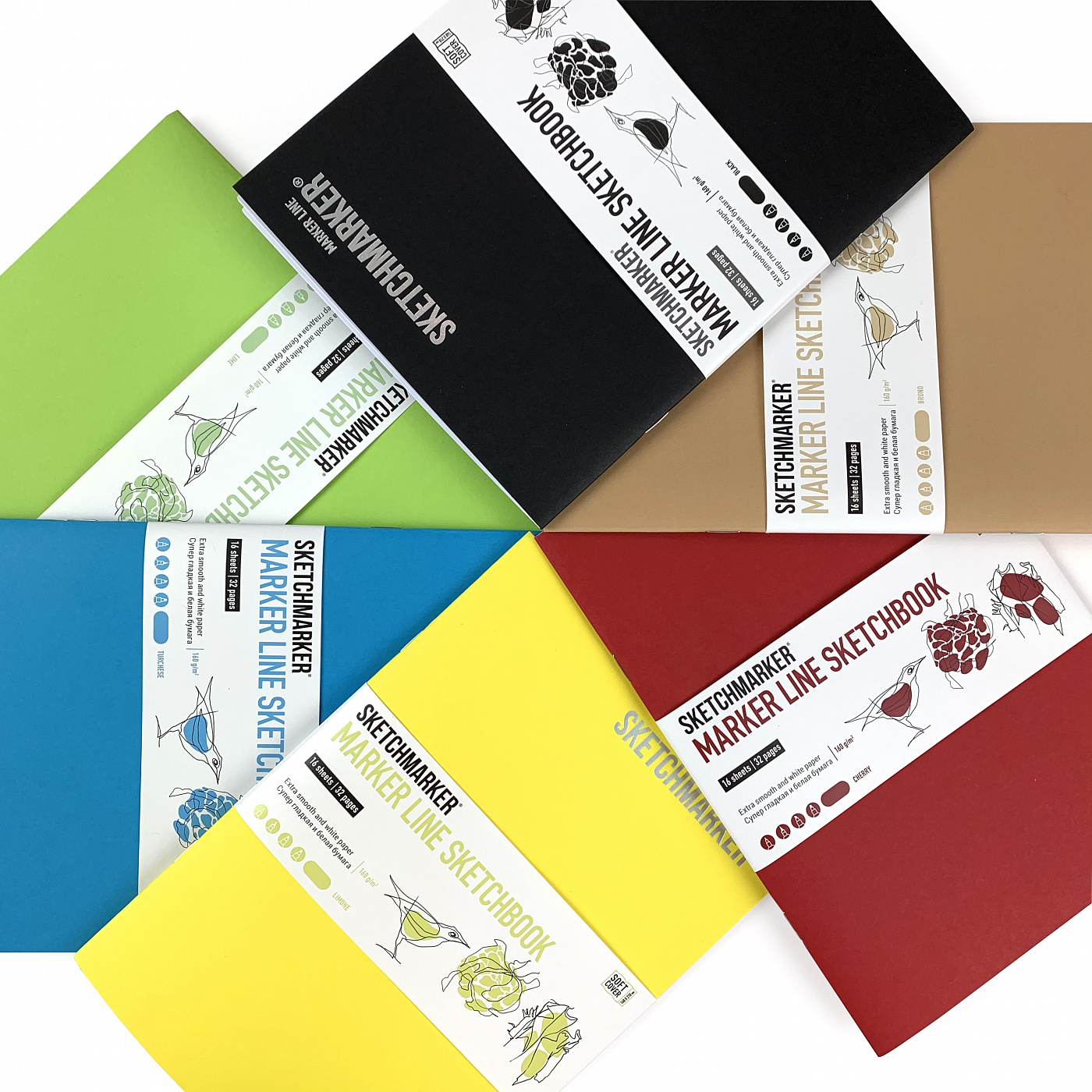 Скетчбук SKETCHMARKER В5 16 арк., 160 г/м², м`яка обкл., вишня, MLSM/CHERR 2