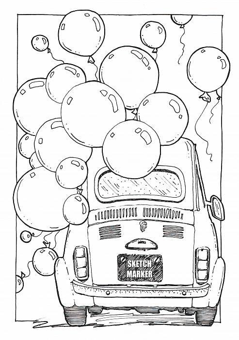 Розмальовка акварельна SKETCHMARKER А5 10 арк. "Balloons", SMCB-BALL 2