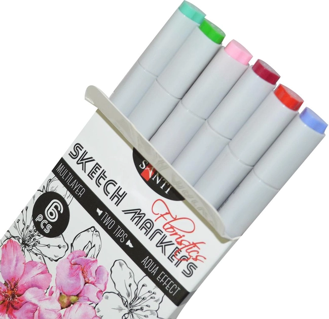Набор акварельных маркеров "Santi sketch" Floristics, 6 шт, 390569 1