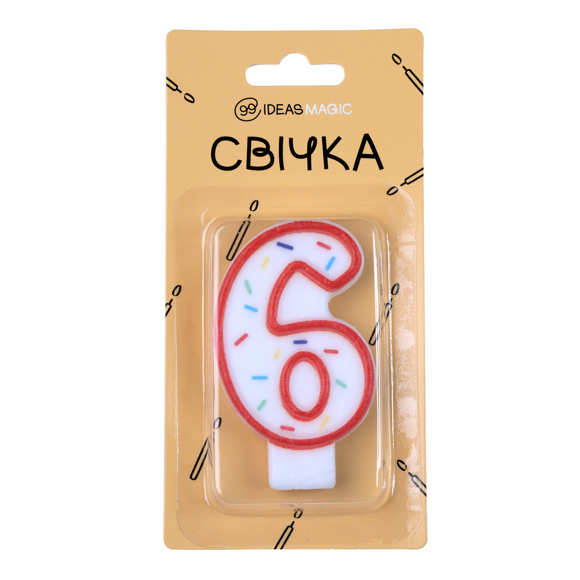Свеча-цифра "6" 7 см, IDEA8-YS7013-1-6