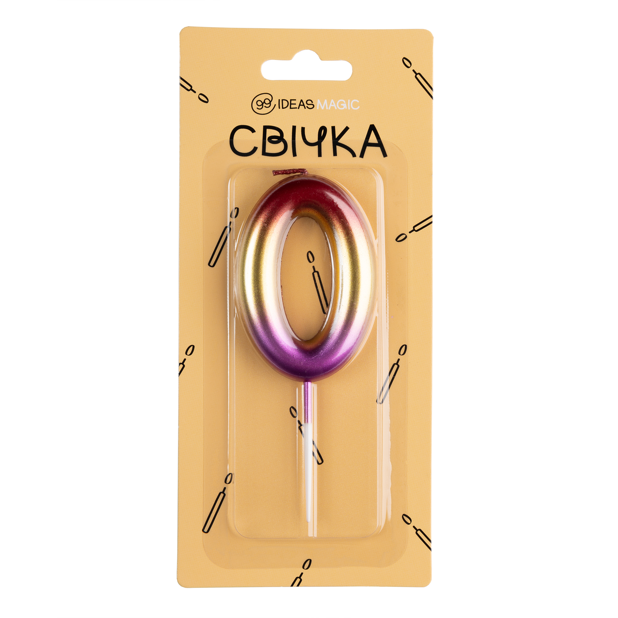 Свічка-цифра 0 блискуча 6 см, IDEA8-PQ608-0