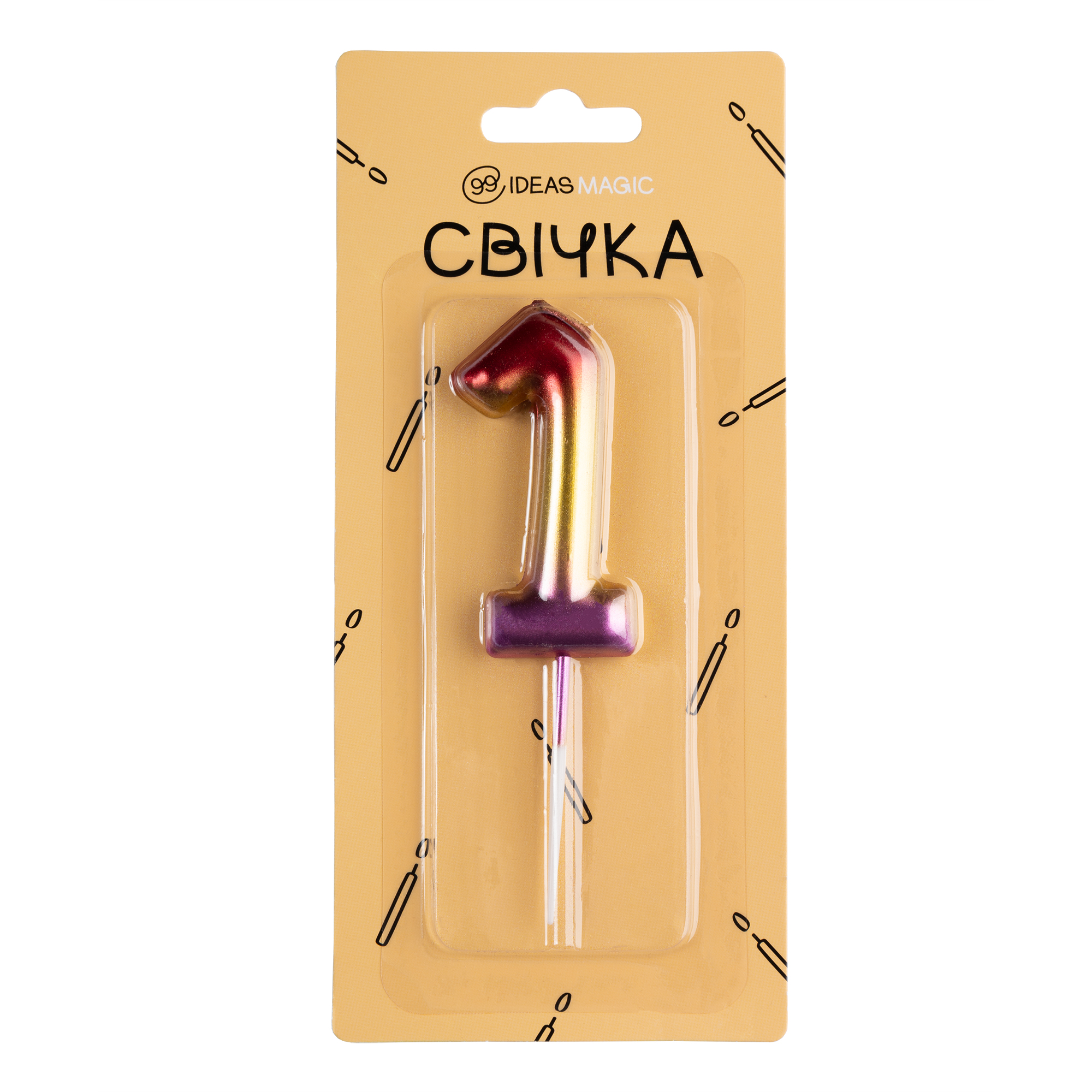 Свічка-цифра 1 блискуча 6 см, IDEA8-PQ608-1
