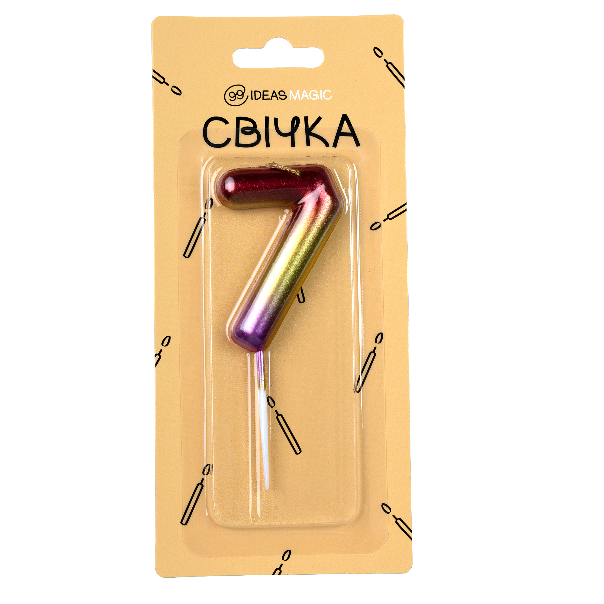 Свічка-цифра 7 блискуча 6 см, IDEA8-PQ608-7