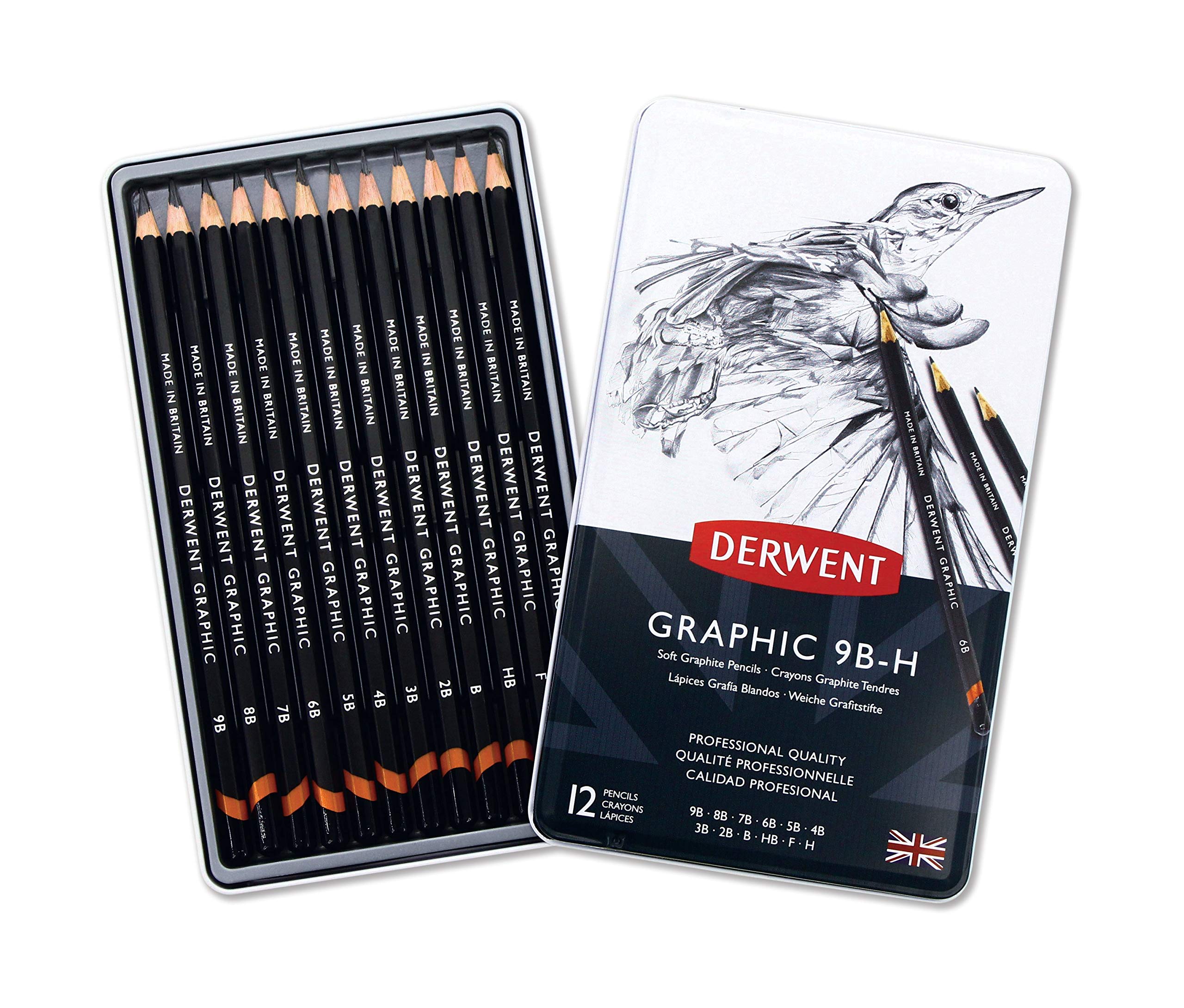 Набор карандашей графитных "Graphic Sketching Soft" (мягкие) 12 шт, метал. коробка, D-34215 1