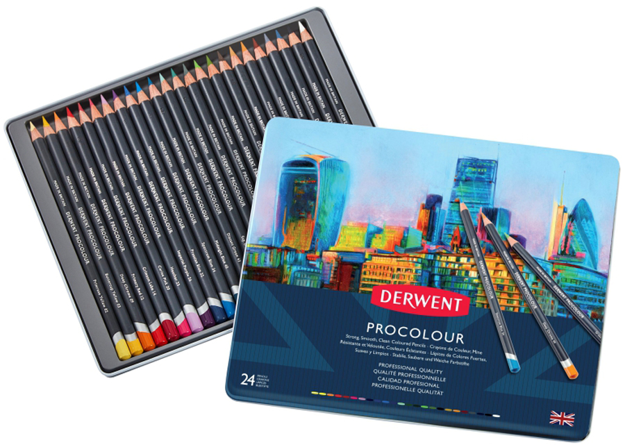 Набір олівців кольорових "Procolour", 24 кол., метал. коробка, 2302506 1