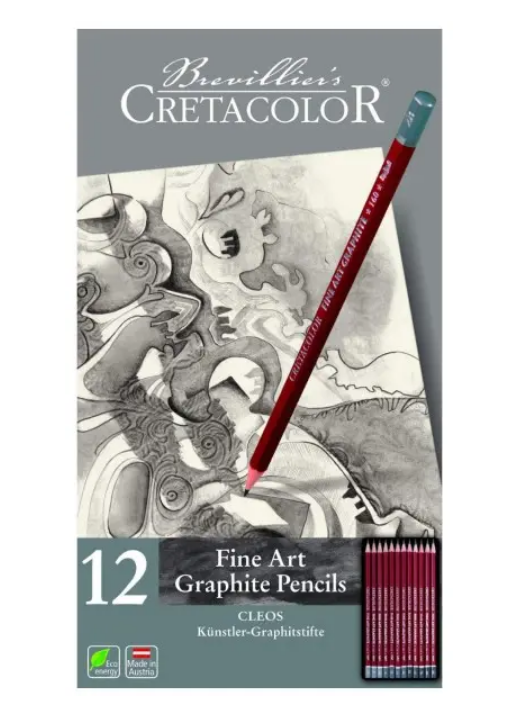 Набор карандашей графитных Cleos 12 шт, мет. коробка, Cretacolor
