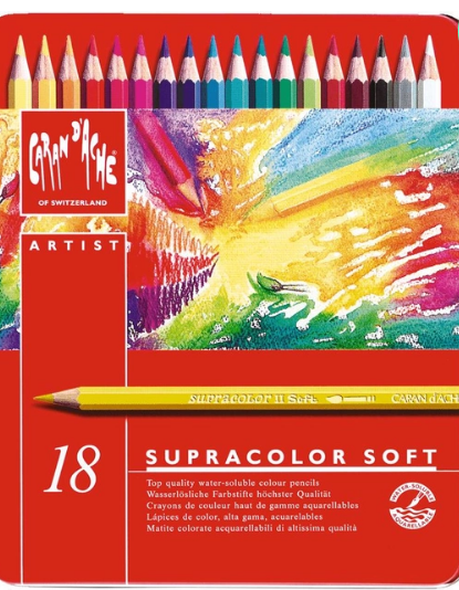 Набір акварельних олівців 18 кол. Caran d`Ache Supracolor мет. бокс, 3888.318