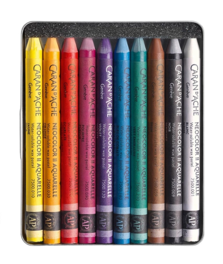Пастель воскова акварельна 10 кол. Caran d`Ache Neocolor II мет. бокс, 7500.310