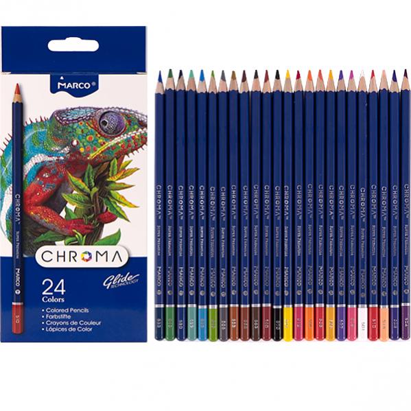 Олівці 24 кол. Chroma шестигранні, 8010-24CB, Marco