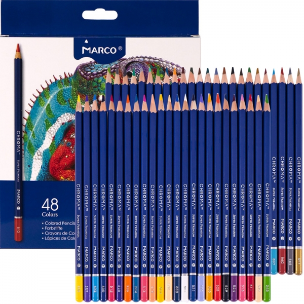Олівці 48 кол. Chroma шестигранні, 8010-48CB, Marco