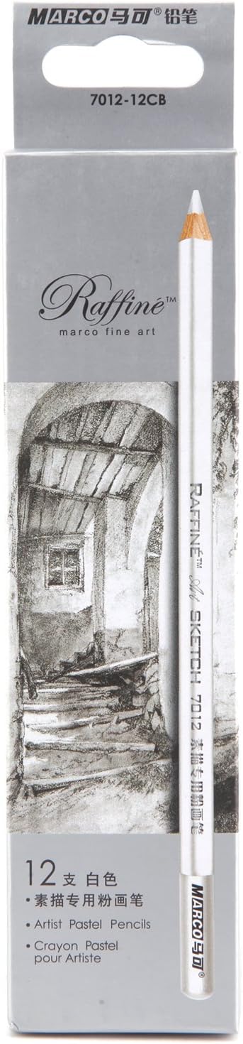 Олівці 12 шт. пастельні Raffine круглі, колір- білий, 7012-12CB, Marco