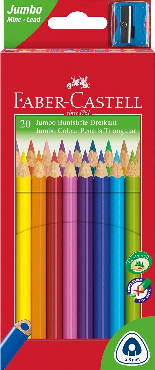 Олівці 20 кол. Jumbo Grip тригранні, 116520, Faber-Castell