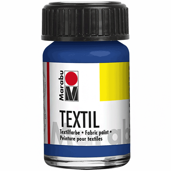 Краска акриловая Синяя средняя, 15мл, для св. тканей, Marabu, 171639052
