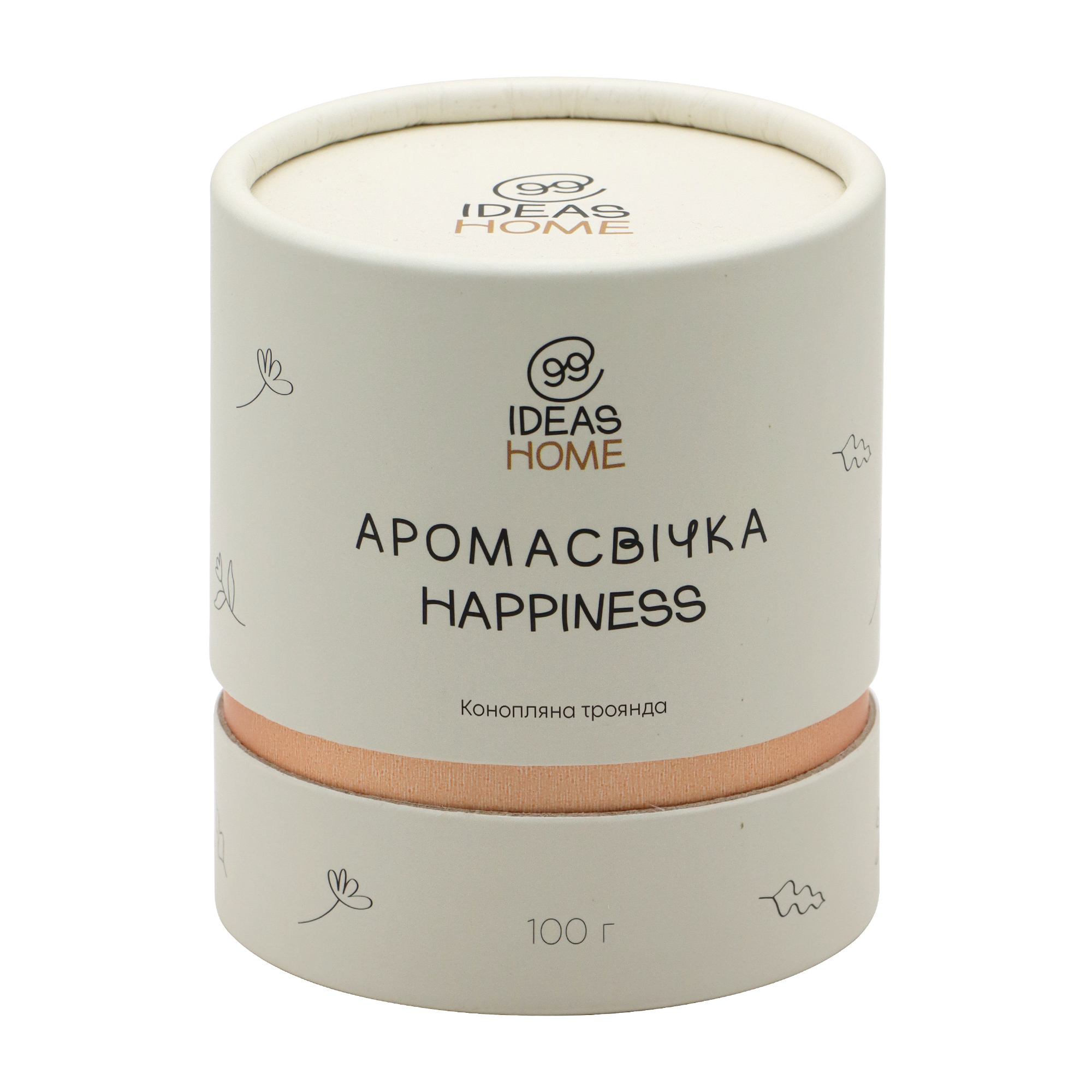 Аромасвічка 99IDEAS HAPPINES - Конопляна троянда, 100 г 2