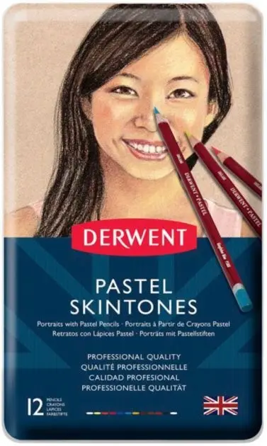 Набор пастельных карандашей Телесные оттенки Pastel, 12 шт, Мет. коробка, Derwent 2300563