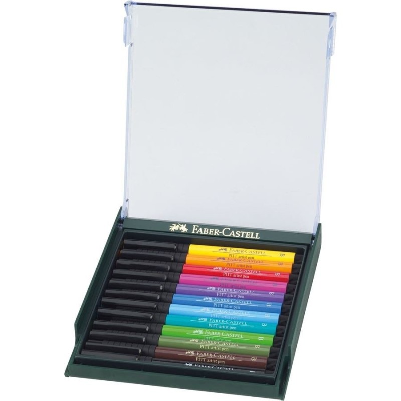 Набір ручок капілярних PITT Brush 12 шт. "Основні кольори" в пласт. кор., 267421 Faber-Castell 1