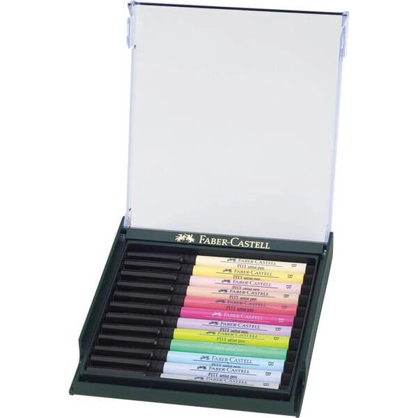 Набір ручок капілярних PITT Brush 12 шт. "Пастель" в пласт. кор., 267420 Faber-Castell 1